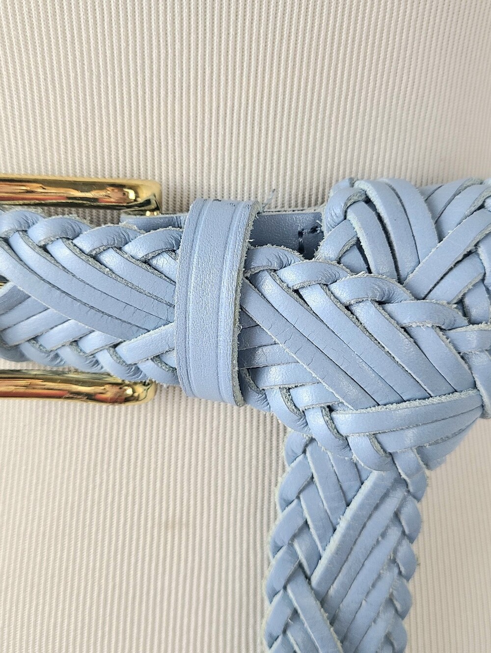 J. Crew Powder Blue Woven Braided Genuine Leather Belt - Picture 4 of 12